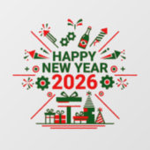 Happy New Year 2026 Celebration Raamsticker (Vel)