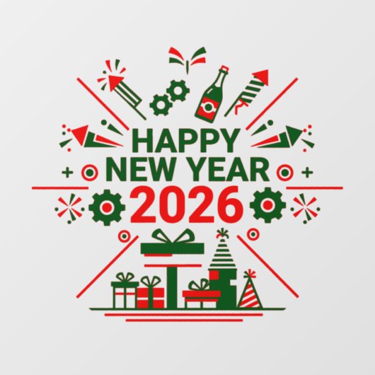 Happy New Year 2026 Celebration Raamsticker (Vel)