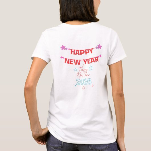 “Happy New Year 2026 Celebration” T-shirt (Achterkant)