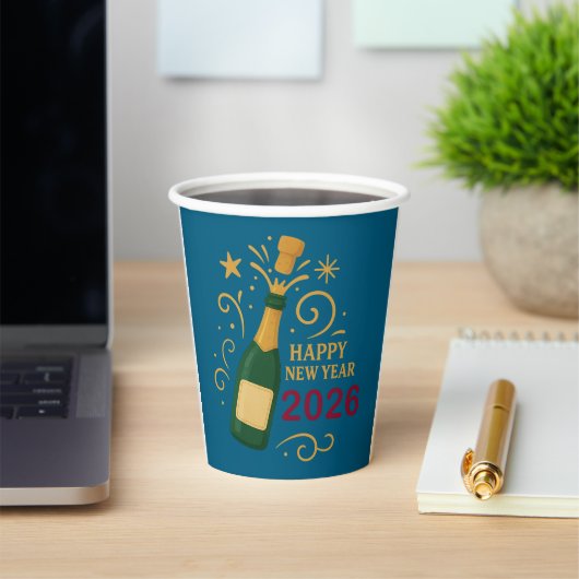 Happy New Year 2026 Champagne | 8oz Paper Cup Papieren Bekers (Insitu)