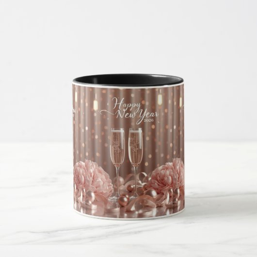 happy new year 2026 champagne lights mug mok (Midden)