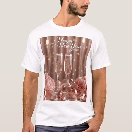 happy new year 2026 champagne lights tshirt (Voorkant)