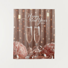 happy new year 2026 champagne sparkle backdrop wandkleed