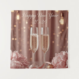 happy new year 2026 champagne sparkle banner wandkleed