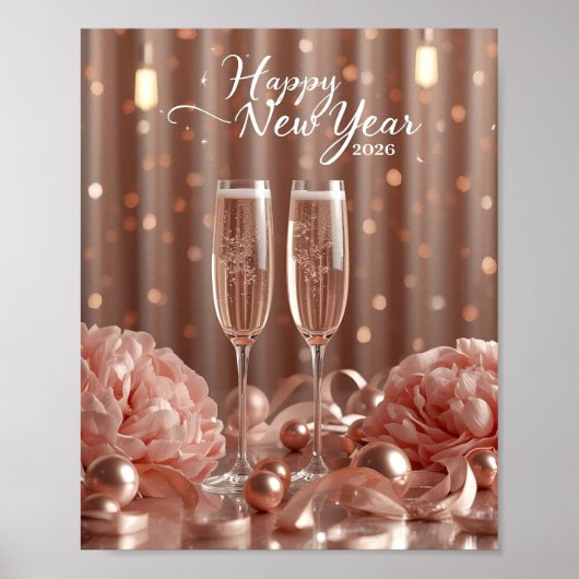 happy new year 2026 champagne sparkle poster (Voorkant)