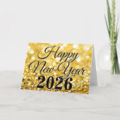 Happy New Year 2026 Chic Custom Gold Business Feestdagen Kaart (Voorkant)