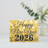 Happy New Year 2026 Chic Custom Gold Business Feestdagenkaart (Staand voorkant)