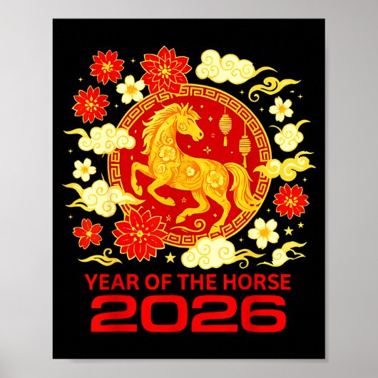 Happy New Year 2026 Chinese New Year Horse Zodiac  Poster (Voorkant)