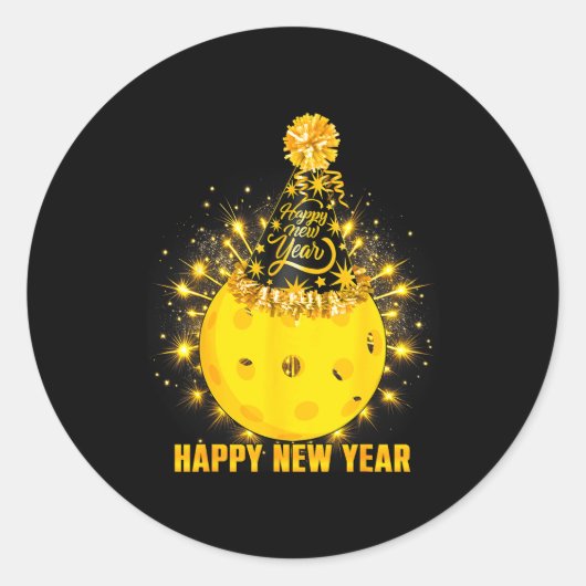 Happy New Year 2026 Ckleball Party Hat New Years E Ronde Sticker (Voorkant)