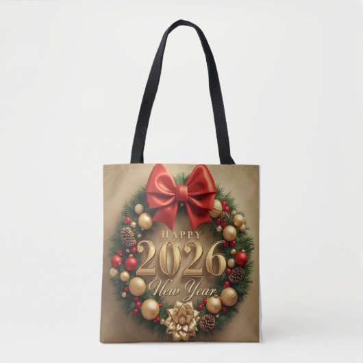 happy new year 2026 classic wreath tote bag (Voorkant)