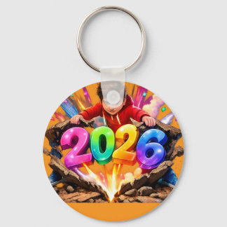 Happy New Year 2026 Colorful 3D Keychain