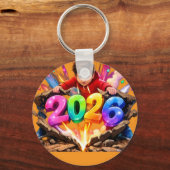 Happy New Year 2026 Colorful 3D Keychain (Voorkant)