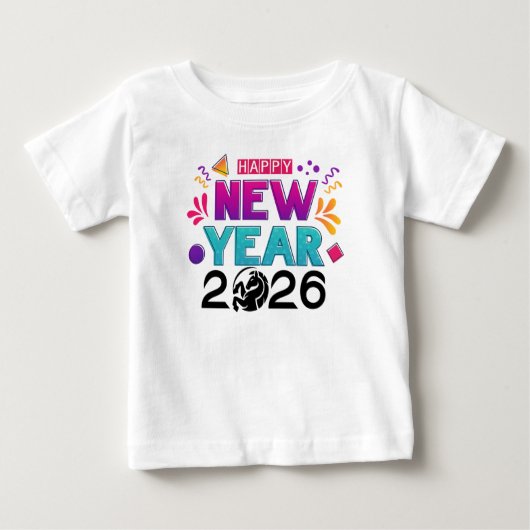 Happy New Year 2026 Colorful Celebration Tee (Voorkant)