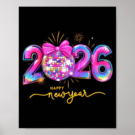 Happy New Year 2026 Colorful Family Matching Celeb Poster (Voorkant)