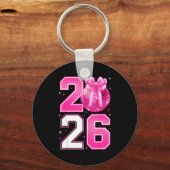 Happy New Year 2026 Coquette Bow &amp; Disco Ball  Sleutelhanger (Voorkant)