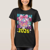 Happy New Year 2026 Coquette Bow & Disco Ball T-shirt (Voorkant)