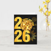 Happy New Year 2026 Coquette Bow Disco Ball New Ye Kaart (Gele Bloem)