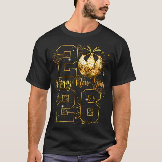 Happy New Year 2026 Coquette Bow Disco Ball New Ye T-shirt (Voorkant)