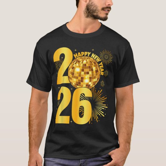 Happy New Year 2026 Coquette Bow Disco Ball New Ye T-shirt (Voorkant)