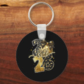 Happy New Year 2026 Coquette Bow Golden Family Mat Sleutelhanger (Voorkant)