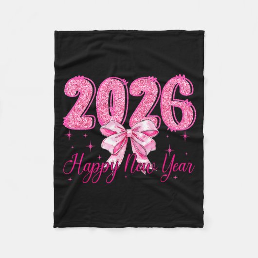 Happy New Year 2026 Coquette Bow New Years Eve Par Fleece Deken (Voorkant)