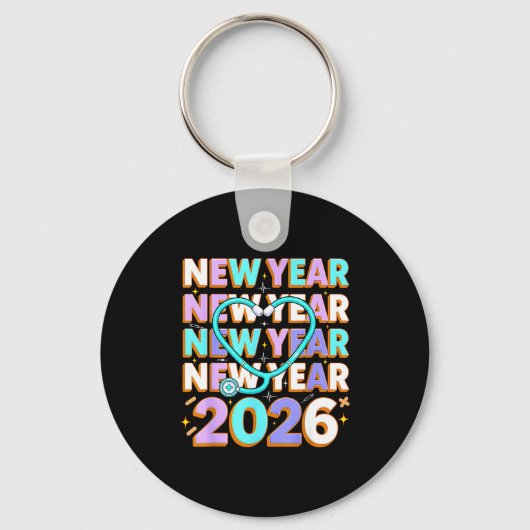 Happy New Year 2026 Coquette Bows New Years Nurse  Sleutelhanger (Voorkant)