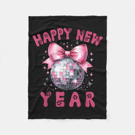 Happy New Year 2026 Coquette Nk Bow Disco Ball Wom Fleece Deken (Voorkant)