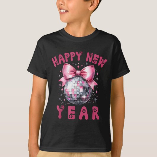 Happy New Year 2026 Coquette Nk Bow Disco Ball Wom T-shirt (Voorkant)