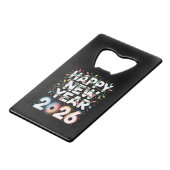 Happy New Year 2026 Creditkaart Flessenopener (Achterkant Gekanteld)