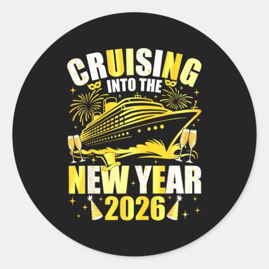 Happy New Year 2026 Cruising Into The New Year 202 Ronde Sticker (Voorkant)