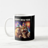 Happy New Year 2026 Cute Cat Capybara Party Art  Koffiemok (Links)