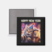 Happy New Year 2026 Cute Cat Capybara Party Art  Magneet (Voorkant / Achterkant)