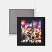 Happy New Year 2026 Cute Cat Capybara Party Art  Magneet (Voorkant / Achterkant)