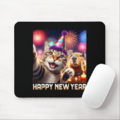 Happy New Year 2026 Cute Cat Capybara Party Art Muismat (Met muis)