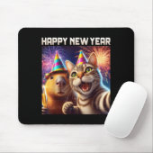 Happy New Year 2026 Cute Cat Capybara Party Art  Muismat (Met muis)