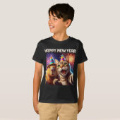 Happy New Year 2026 Cute Cat Capybara Party Art  T-shirt (Voorkant volledig)
