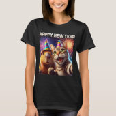 Happy New Year 2026 Cute Cat Capybara Party Art  T-shirt (Voorkant)