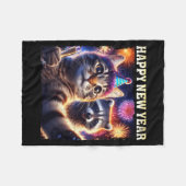 Happy New Year 2026 Cute Cat Raccoon Celebration  Fleece Deken (Voorkant (Horizontaal))