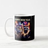 Happy New Year 2026 Cute Cat Raccoon Celebration  Koffiemok (Links)
