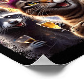 Happy New Year 2026 Cute Cat Raccoon Celebration  Poster (Hoek)