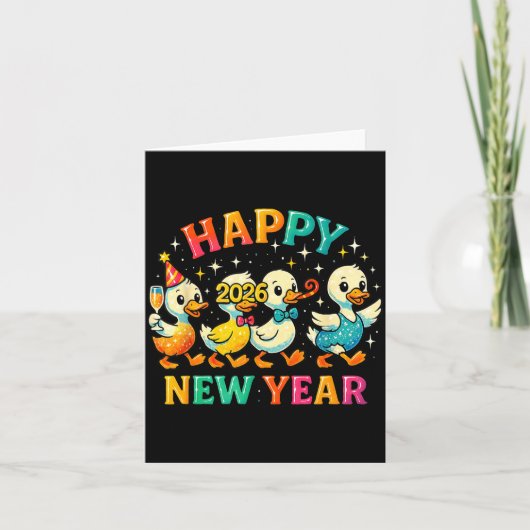 Happy New Year 2026 Cute Duck Party Gift  Kaart (Voorkant)