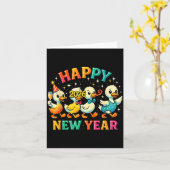 Happy New Year 2026 Cute Duck Party Gift  Kaart (Gele Bloem)