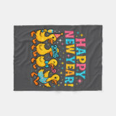 Happy New Year 2026 Cute Duck Party Gift Long Slee Fleece Deken (Voorkant (Horizontaal))
