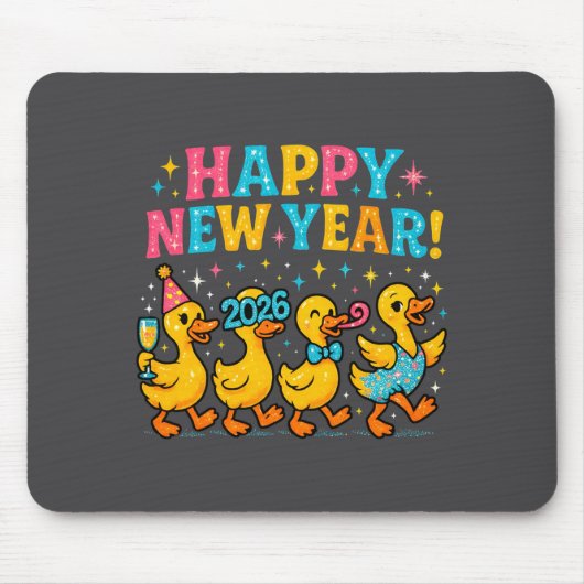 Happy New Year 2026 Cute Duck Party Gift Long Slee Muismat (Voorkant)