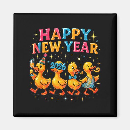 Happy New Year 2026 Cute Duck Party Gift Magneet (Voorkant)