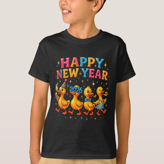 Happy New Year 2026 Cute Duck Party Gift  T-shirt (Voorkant)
