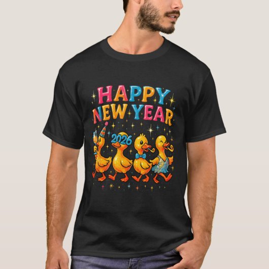Happy New Year 2026 Cute Duck Party Gift  T-shirt (Voorkant)