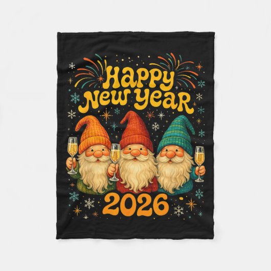 Happy New Year 2026 Cute Gnome Party Gift  Fleece Deken (Voorkant)