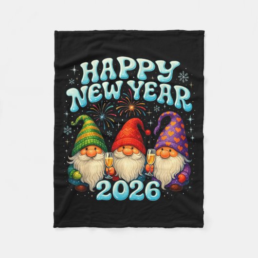 Happy New Year 2026 Cute Gnome Party Gift  Fleece Deken (Voorkant)