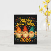 Happy New Year 2026 Cute Gnome Party Gift  Kaart (Gele Bloem)